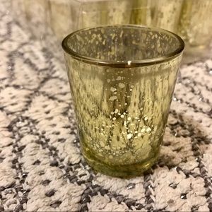 24 Save the Date Glass Votive Holders in Gold